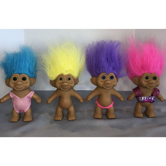 Vintage Lot Of‎ 4 TNT Trolls 1991 Doll Toy 5" - Picture 1 of 8